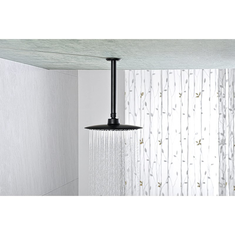 Anpean 8 Inch Shower Arm and Flange Matte Black, Ceiling