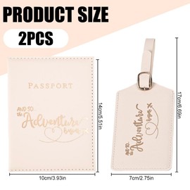 2 Pieces Passport Cover and Suitcase Tag Set, Suitcase Tag, Passport Case, Luggage Tag Leather, Passport Protective Cover