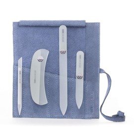 GERmanikure Gray Crystal Glass Nail File Set with Suede Case