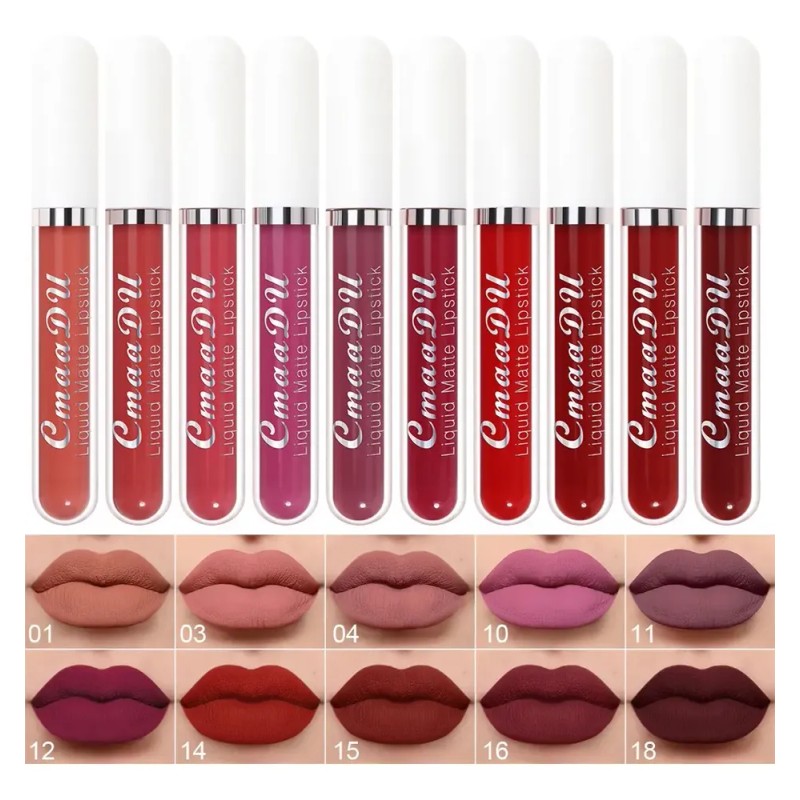 Set 10 Labiales Líquidos Mate Cmaadu Larga Duración 01