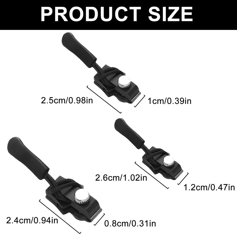 9Pcs Zip Repair kit with 3 Sizes of Zipper Pull