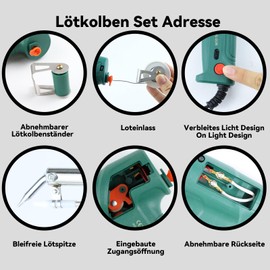 60 W Soldering Iron Set, Automatic Electronic Soldering Gun Kit with Desoldering Pump, Tweezers, Handheld Desoldering Tin Gun for Jewellery, Industrial Quick Heating Soldering Iron, One-Handed Operation (Green)