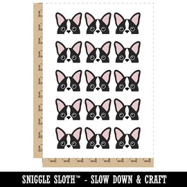 Peeking Boston Terrier Dog Temporary Tattoo Water Resistant Fake Body Art Set Collection - 15 2" Tattoos (1 Sheet)
