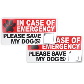In Case of Emergency, Save My Dog(s) - 2 Stickers 4" x 2" Each