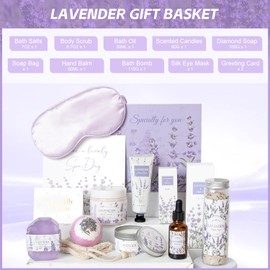 Frerdui Lavender Spa Gifts Set, 11 Pcs Bath Gift Set for Women, Relaxing Spa Gifts, Home Spa Products, Birthday Gifts for Women Valentine's Day