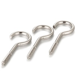 Lunpog Pack of 100 Screw Hooks, Stainless Steel, Ceiling Hooks, Hook Screw, Hooks for Screwing in, Robust Cup Hooks (M2-32 mm)