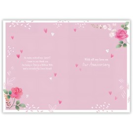 IC&G Gorgeous Wife Anniversary Card - Happy Anniversary Card with Sentimental Poem and Foral Border Design and Embossed Foil Details - Anniversary Card for Someone Special