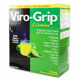 VIJOSA VIROGRIP TE LIMON PM NOCHE Gripe tos Flu Congestion Nasal Fiebre Dolor Cabeza