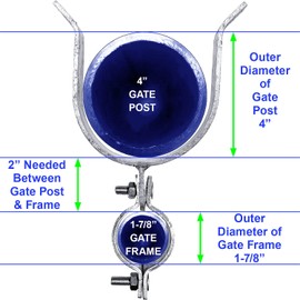 1-7/8" x 4" Chain Link Fence Gate Fork Latch - Fence Gate Latch - Galvanized Fence Gate Latch with Hole for Padlock