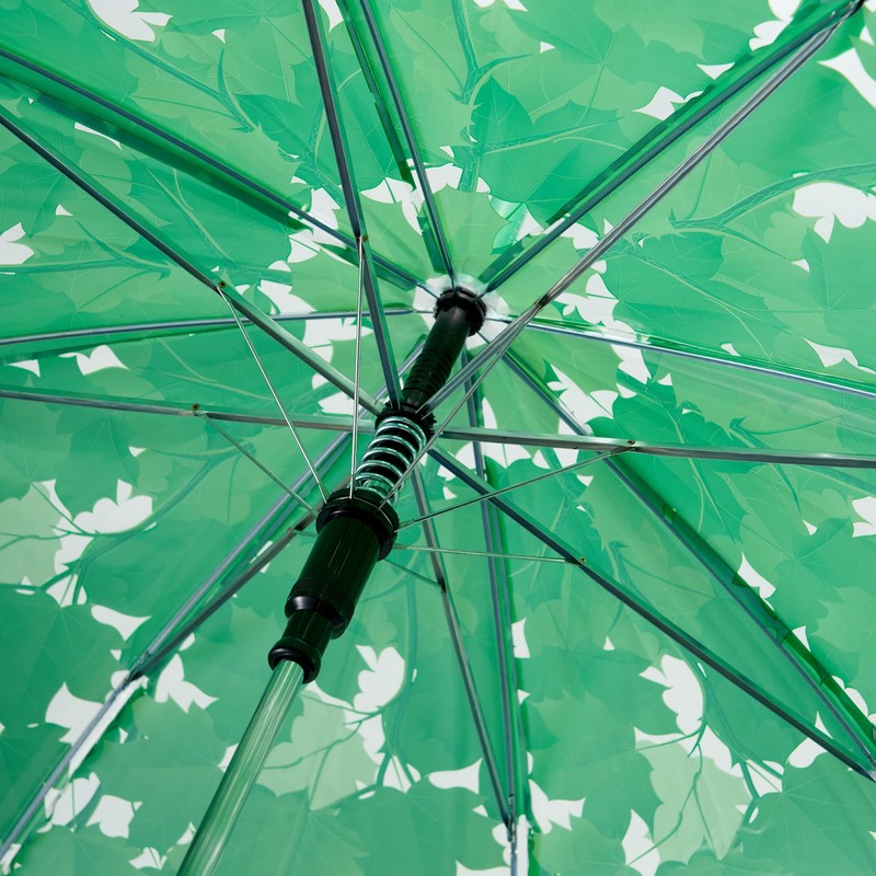 ThreeH Long Clear Bubble Umbrella with Sycamore Leaves Rubber Handle