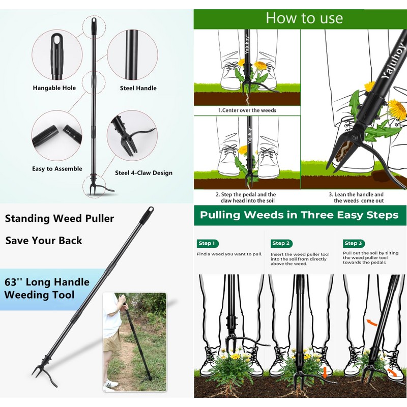 Nicecho 30"~63" long handle with 4 claws For Yard lawn
