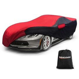 for c7 Corvette Car Cover All Weather Protection Waterproof Windproof for 2014-2019 C7 Stingray, for C7 Chevy Corvette Stingray Z51 Z06(Black&Red Combo)