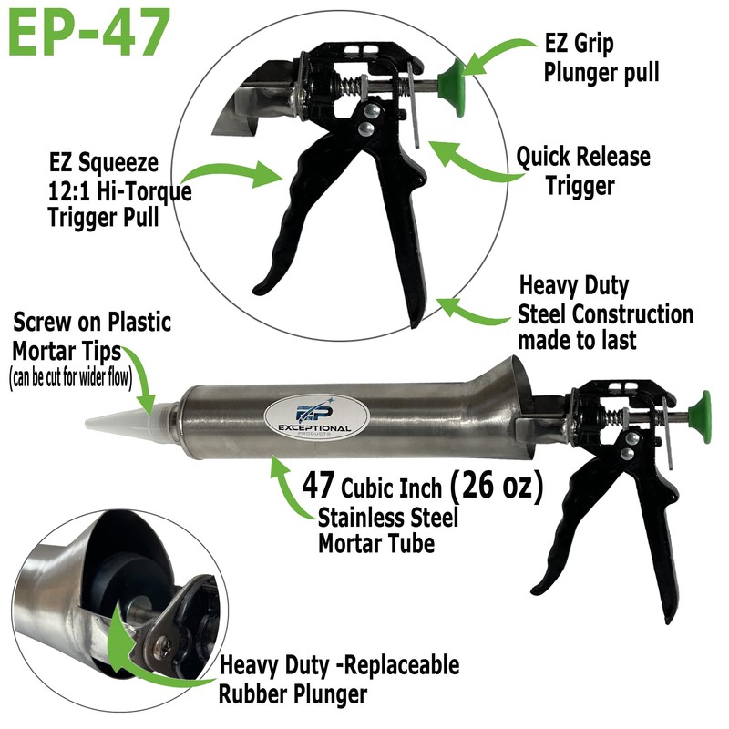 EP47 Mortar Pointing Grouting Dispenser Large 26oz Capacity 12:1 Trigger