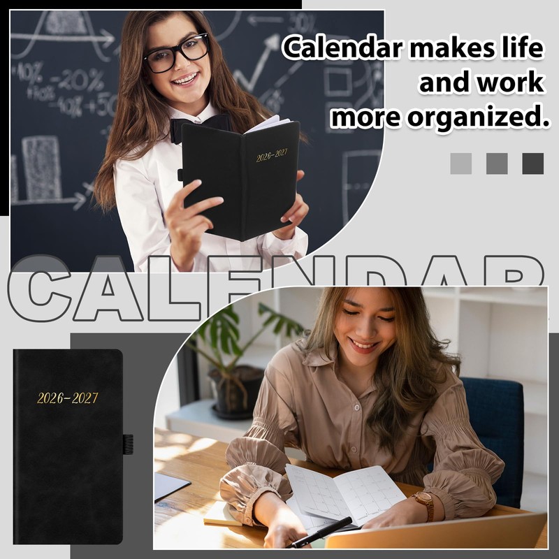 ReliThick 2026-2027 Leather Pocket Calendar for Purse Small Monthly Planner