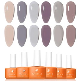 TONITU G · Gel Nail Polish Set 6 Colors Gel Polish Kit, Beige Lilac Gray Plum Taupe Rose Nail Art Design Soak Off LED at Manicure DIY Home Salon Gifts for Women Girls