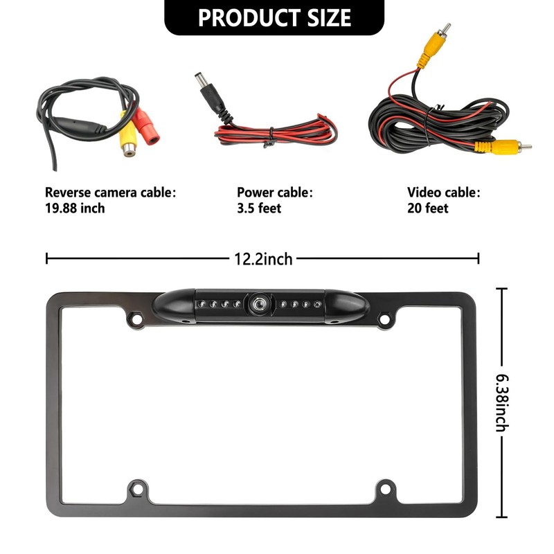 License Plate Backup Camera,HD Night Vision Reverse Camera with 8
