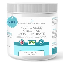 Micronised Creatine Monohydrate Powder (200 Mesh) 500g - 100 Servings - Pure Creatine Powder for Performance, Energy & Muscle Recovery - Clean Vegan