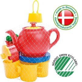 Dantoy - Teeservice Spielset mit Servierbrett - Teeparty für Kinder - 18 Stück - Für Kinder ab 2 Jahr - Spielzeug für Kinder - Kinderküche Rollenspiel - Hergestellt in Dänemark.