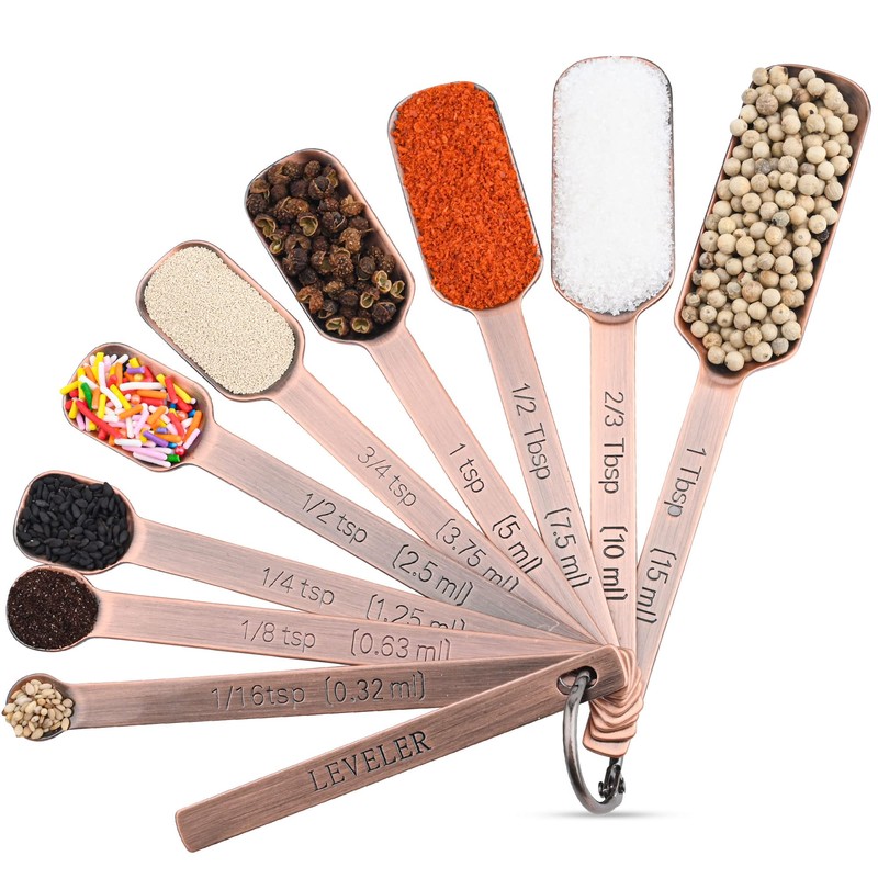 Copper Measuring Cups and Spoons Set, Stainless Steel Measuring Cups