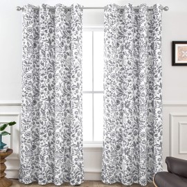 DriftAway Julia Sketch Blackout Room Darkening Grommet Lined Thermal Insulated Energy Saving Window Curtains 2 Layers 2 Panels Each Size 52 Inch by 96 Inch Gray