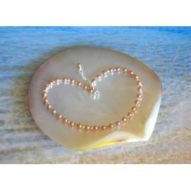 Shells by Patty Sexy Rose Gold Crystal Pearl and Crystal Bead on Silver Anklet 9 to 11 inches