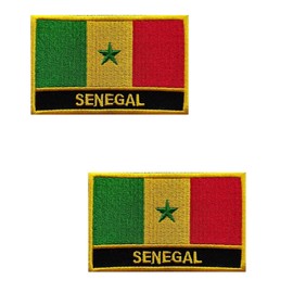 NEGNME Parches de bandera nacional de Senegal para planchar o coser parches militares bordados tácticos para hombres y mujeres, 2 piezas (rojo verde, Senegal, rectangular, 8 x 5 cm)