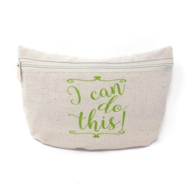 Custom Canvas Makeup Bag I Can Do This! Funny & Novelty Languages School Supplies Pencil Tote Pouch 9x6 Inches Natural Design Only