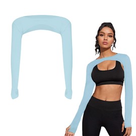 Saituo Home Cuff Ice Silk UV Protection Cooling Arm Sleeves Arm Sleeve, Comfortable and Breathable, with Finger Holes, Short Sun Protection Tops, Unisex, Suitable for Mountaineering, Fishing etc, blue