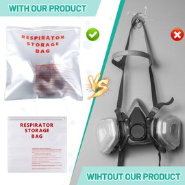 Maasechs 2 Pcs Respirator Storage Bag with Upgraded Zipper 15.35" x 16" Respirator Mask Storage Bag Large 10 Mil Thick Respirator Bag, Clear