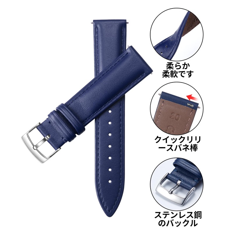 BINLUN Leather Watch Strap, Quick Release, Leather Watch Band, Multiple
