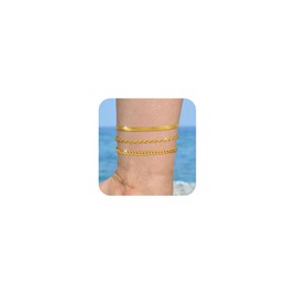 Gold Anklets for Women Elegant - Dainty Adjustable Layered Waterproof Beach Cuban & Snake Chain Anklets Bracelet Jewelry for Summer Beach Anklet Jewelry for Women Gift