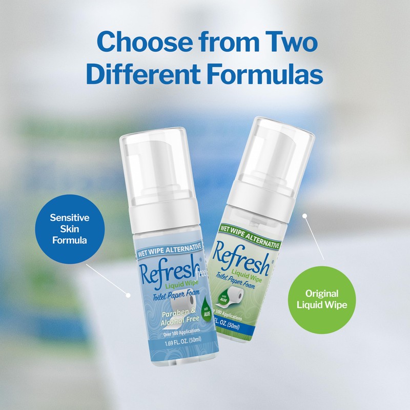 Refresh Liquid Wipe: Toilet Paper Foam Dispenser Refill. Eco-Friendly Flushable