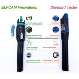 Elfcam® - Fibre Optic Cable Tester, 30 mW 30 KM Visual Troubleshooting for LWL LC SC FC ST E2000, Fibre Optic Red Light Pen Cable Tester Detector Meter, Red Light Source with LC Connector