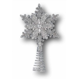 Gerson Mini Christmas Tree Ornaments for Tiny Tree (Silver Glitter Mini Tree Topper)
