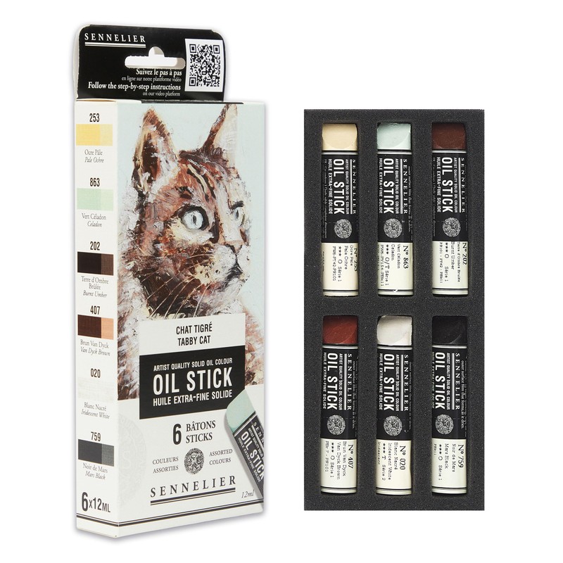 Sennelier Set of 6 Mini Oil Sticks - Tiger Cat