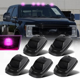 5PCS Pink Purple LED Cab Roof Marker Light LED Roof Top Clearance Lights,Cab Marker Lamp for 2017-2022 Ford F250 F350 F450 F550 Super Duty Led Roof Running Light OEM# HC3Z15442E HC3Z-15442-E