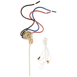NSI 75110CW Pull Chain Switch, Way/2 Circuit Function, SP3T, Brass Actuator, 6/3 amps at 125/250 VAC