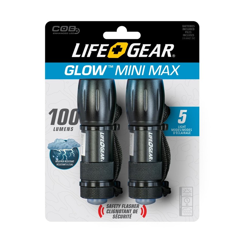 LifeGear 41-3832 Mini Max 100 Lumen Flashlight - 2 Pack