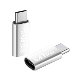 TRANLIKS Pack of 2 for Lighting (Female) to Type USB C (Male) Adapter, Only for Charging (Not for Headphones, Supports No Data Transfer) - Silver