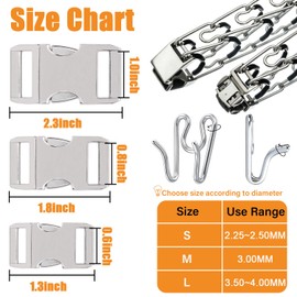 LonlyEagle Dog Collar Buckle,Fastener Stainless Steel Buckle for Prong Dog Training Collar & Quick Release with Buckle for Medium Large Dogs(Silver,M:2.8-3.2mm)