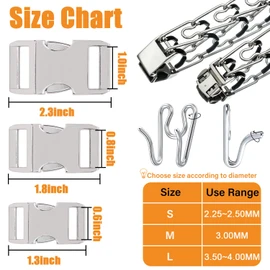 Dog Collar Buckle,Fastener Stainless Steel Buckle for Prong Dog Training Collar & Quick Release with Buckle for Medium Large Dogs(Silver,M:2.8-3.2mm)