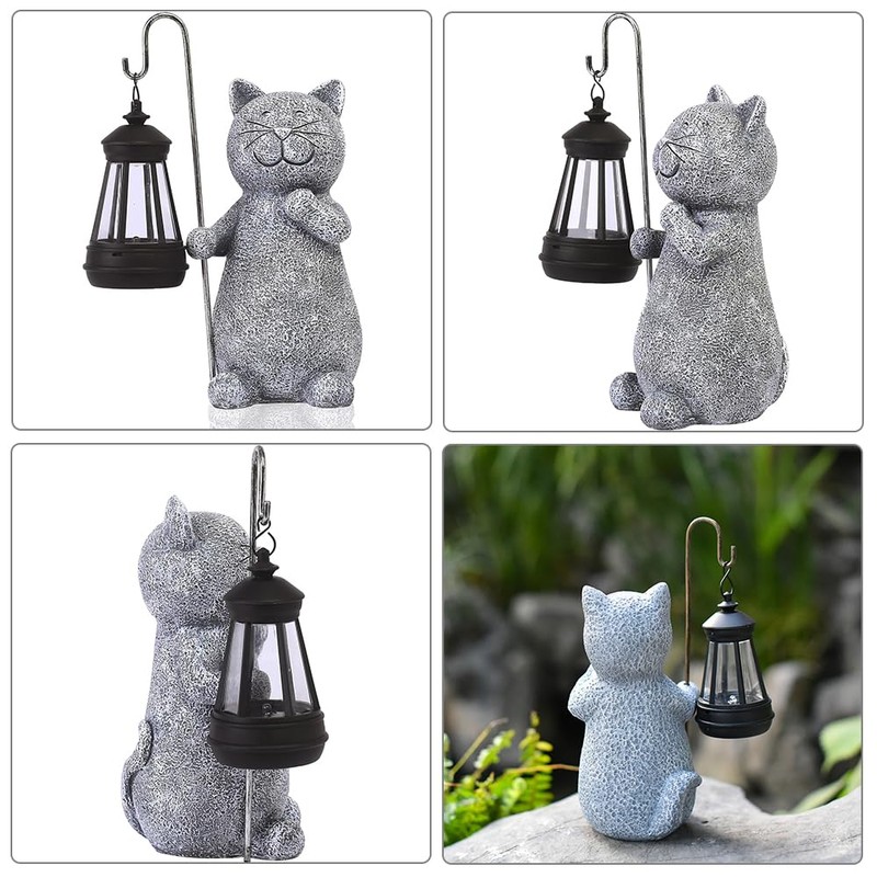 Cat Solar Lamp, Garden Figures,Kitty Solar Lights,Cat Figurine Model,Solar Lantern,for
