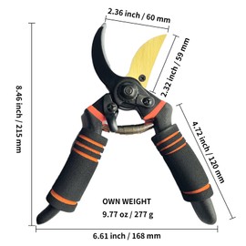 GLOWDAWN Ratchet Garden Pruning Shears Cutter,Gardening Scissors,Garden Hedge Clippers Handheld Pruners, Reinforced Design Handle Tools Scissors (A02)