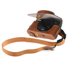 BEADY Camera Case for Canon PowerShot SX740 HS SX730 HS SX720 HS Camera Cover Case PU Leather PowerShot sx720hs SX730hs SX740hs Protective Cover Shoulder Strap Brown
