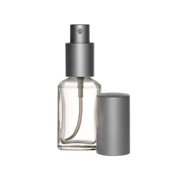 Riverrun Perfume/Cologne Atomizer, Empty Refillable Square Glass Bottle, Matte Silver Sprayer 1 oz 30ml (1 Bottle)