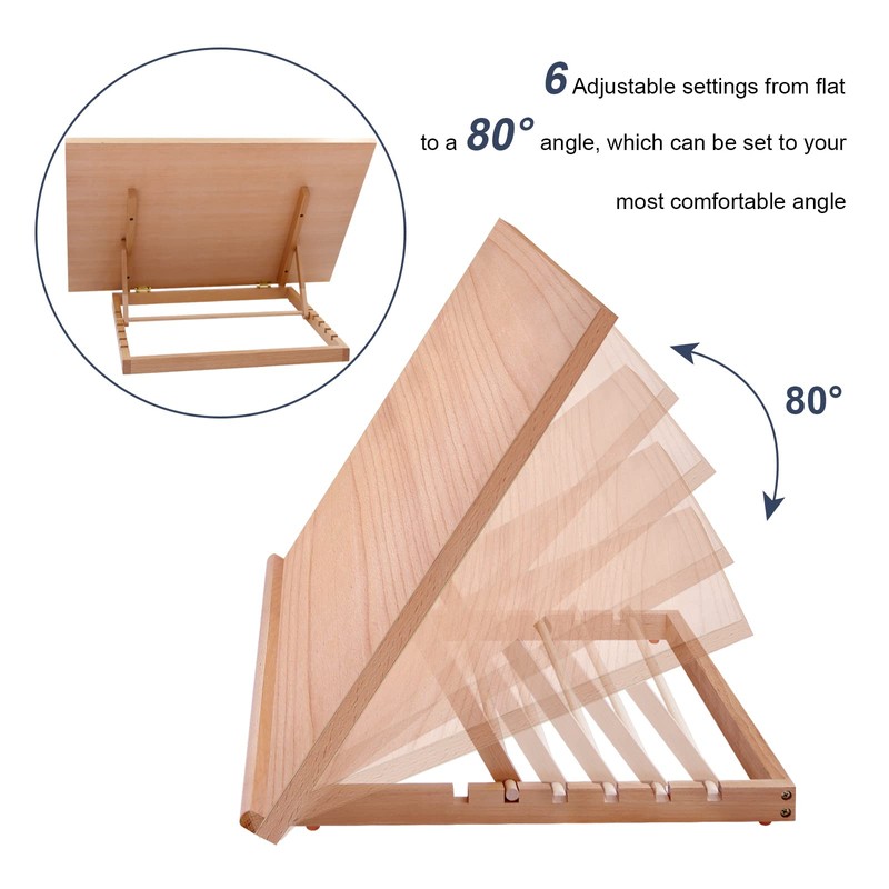 Large Artist Drawing & Sketching Board, 6-Position Adjustable Wood Drafting