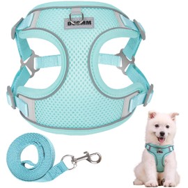 Ledeak Dog Harness for Medium Dogs, Reflective Dog Harness, Adjustable Anti-Pull Dog Harness, Chest Harness for Dogs, Mesh Dog Harnesses for Small Medium Large Dogs (Green, M)