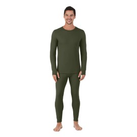 Cuddl Duds Mens Thermal Underwear - Heavyweight Base Layer 2-Piece Set - Cozy Moisture-Wicking Long Johns - Winter Clothing - Hunter Green - Medium