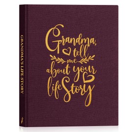 Lanpn Grandma Life Story Book Journal with 260+ Prompts, Linen Hardcover Grandmother Guided Journal to Fill Out Memory Keepsake Book, Birthday Mother's Day Christmas Gift for Grandmas, Purple