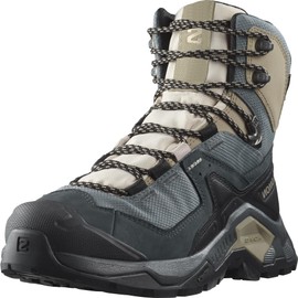 Salomon Women's QUEST ELEMENT GORE-TEX Leather Hiking Boots for Women, Ebony / Rainy Day / Stormy Weather, 6